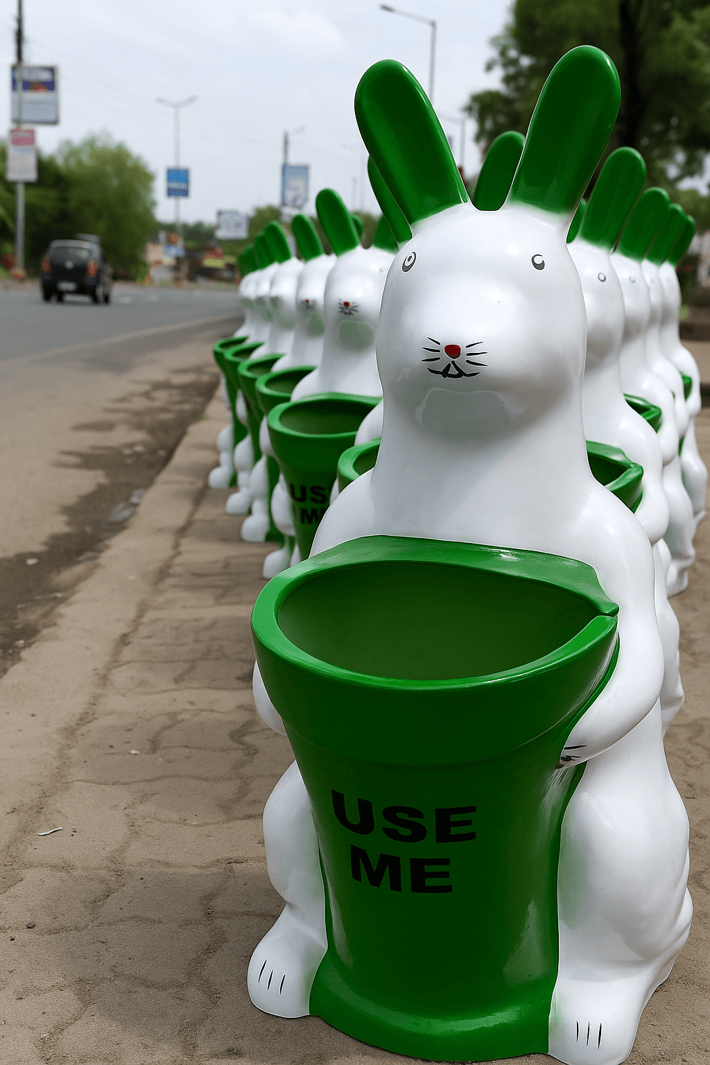 Green Rabbit Dustbin