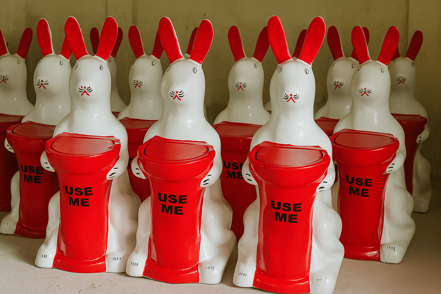 Red Rabbit Dustbin